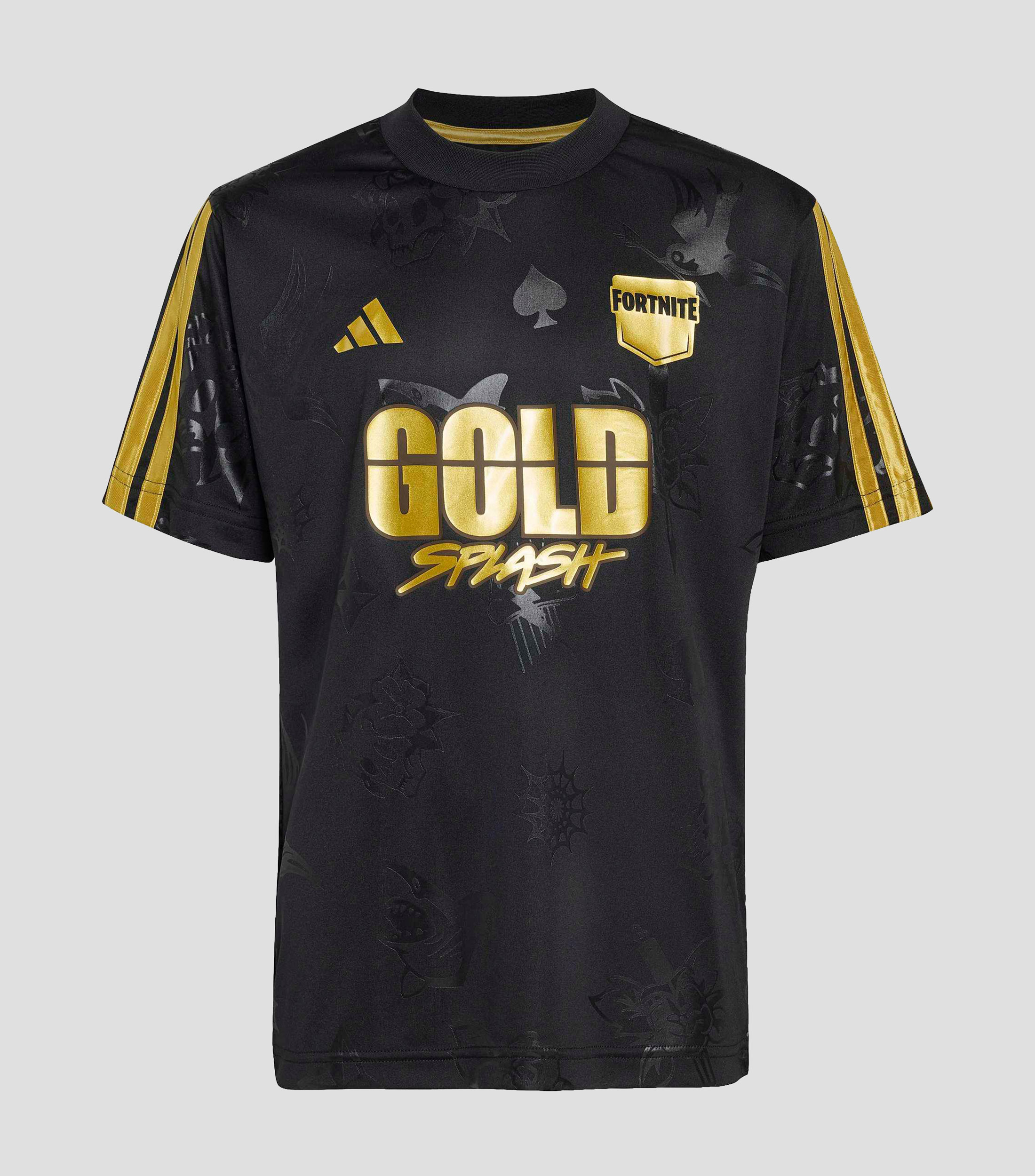 Playera para fútbol rápido X Fortnite Midas de cuello redondo con manga corta estampada Niño